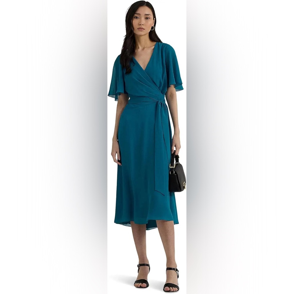 Lauren Ralph Lauren Belted Georgette Dress